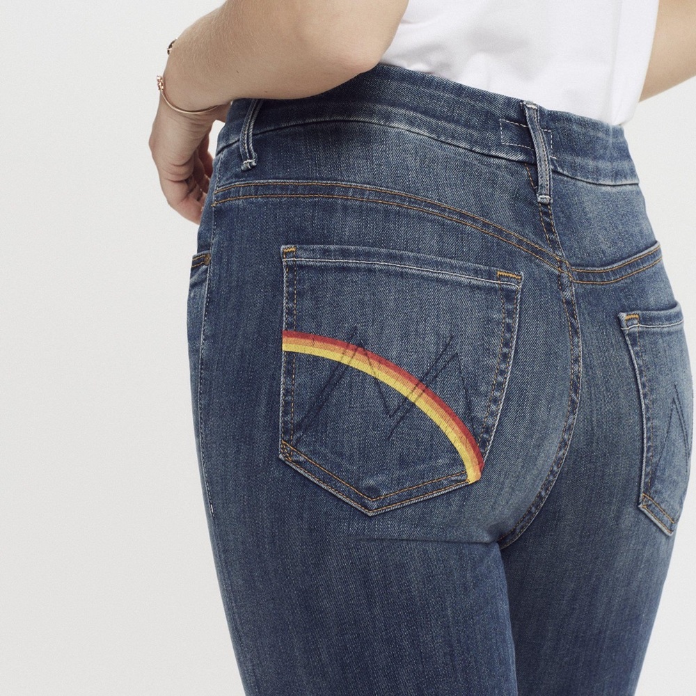 Mother High Waisted Looker Rainbow Pocket Sz 24